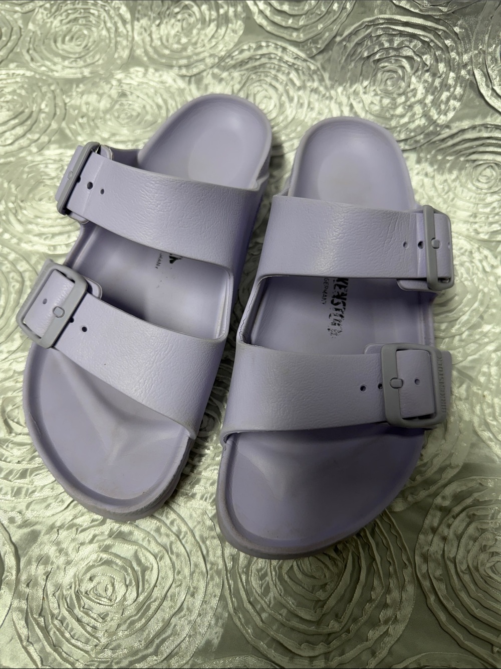 Birkenstock Two-Strap Slide Sandals in Light Lavender